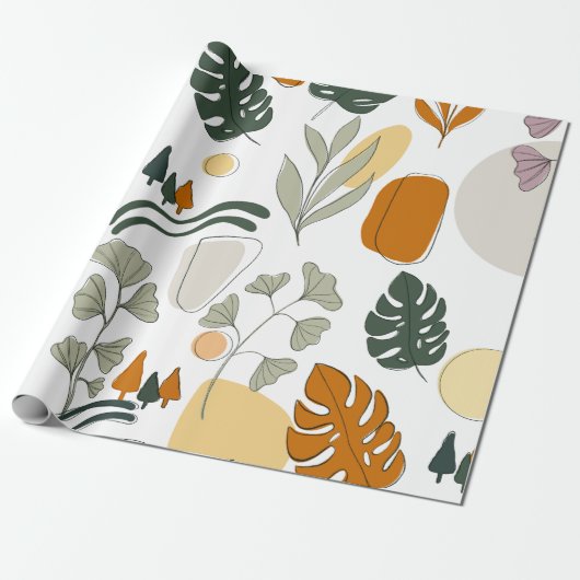 Boho groen monstera verlaat natuur cadeaupapier (Uitgerold)