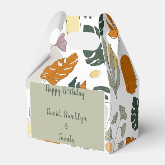 Boho groen monstera verlaat natuur op maat bedankdoosjes (Achterkant)