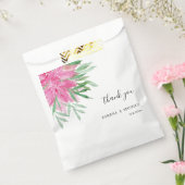 Boho Groen Roze Bloemen Waterverf Bedankzakje (Gezegeld)