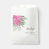 Boho Groen Roze Bloemen Waterverf Bedankzakje (Voorkant)