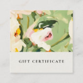 Boho Groen Roze Geschilderde Bloemen Cadeaubon Vierkante Visitekaartje (Voorkant)