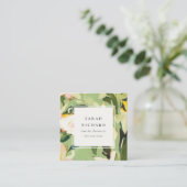 Boho Groen Roze Geschilderde Bloemen Review Verzoe Vierkante Visitekaartje (Staand voorkant)
