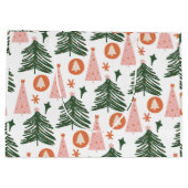 Boho Groen Roze Oranje Kerstbomen Groot Cadeauzakje (Achterkant)