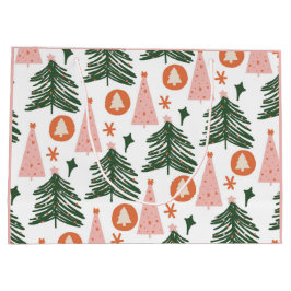 Boho Groen Roze Oranje Kerstbomen  Groot Cadeauzakje