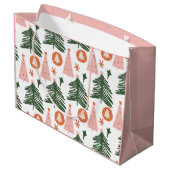 Boho Groen Roze Oranje Kerstbomen Groot Cadeauzakje (Achterkant Gekanteld)