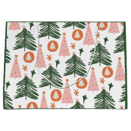 Boho Groen Roze Oranje Kerstbomen Grote Cadeau  Groot Cadeauzakje