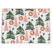 Boho Groen Roze Oranje Kerstbomen Grote Gift Groot Cadeauzakje (Voorkant)