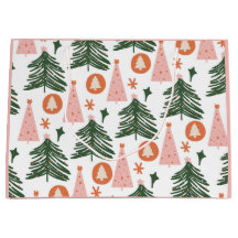Boho Groen Roze Oranje Kerstbomen Grote Gift