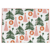 Boho Groen Roze Oranje Kerstbomen Grote Gift Groot Cadeauzakje (Achterkant)