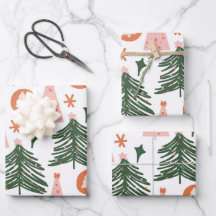 Boho Groen Roze Oranje Kerstbomen
