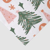 Boho Groen Roze Oranje Kerstbomen Tissuepapier (Detail)
