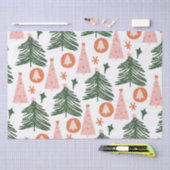 Boho Groen Roze Oranje Kerstbomen Tissuepapier (Craft)