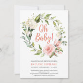 Boho groen roze rozen witte hortensia Oh Baby Kaart (Voorkant)