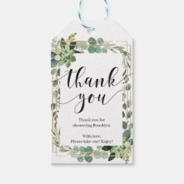 Boho Groen sappig bloemengoud Vrijgezellenfeest Cadeaulabel