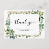 Boho groen sappige bladeren goud baby shower informatiekaartje (Voorkant)
