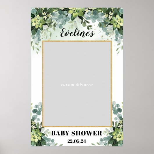 Boho groen succulent baby shower foto rekwisiet poster (Voorkant)