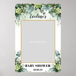 Boho groen succulent baby shower fotoprops poster