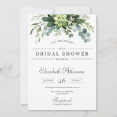 Boho groen succulent bloemeneucalyptus bruids kaart (Voorkant)