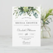 Boho groen succulent bloemeneucalyptus bruids kaart (Staand voorkant)
