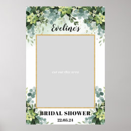 Boho groen succulent bruiloftsshower fotorekwisiet poster