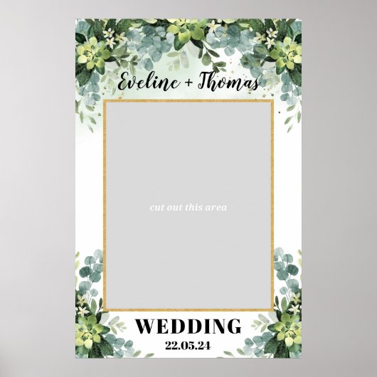 Boho groen vetplant bruiloft foto prop poster (Voorkant)