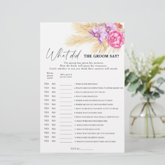 Boho groen - Wat zei de bruidegom bruidsspel (Staand voorkant)