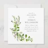 Boho Groen Waterverf Bloemen Vrijgezellenfeest Kaart (Voorkant)