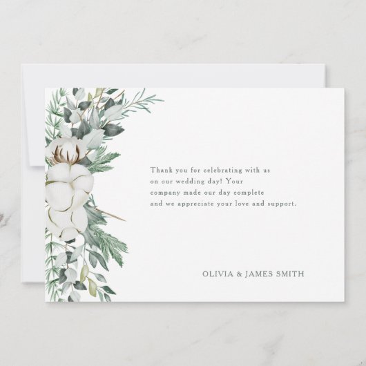 Boho groen Waterverf eucalyptus bruiloft Bedankkaart (Achterkant)