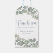 Boho Groen Waterverf Eucalyptus Bruiloft Cadeaulabel (Voorkant)