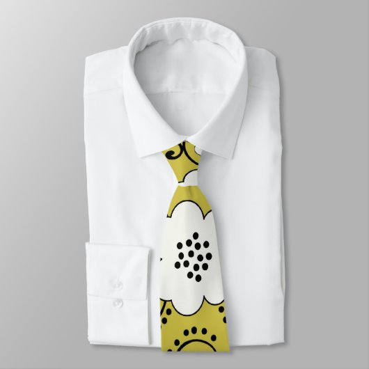 Boho groen wit shabby chique bloem damast stropdas (Gebonden)