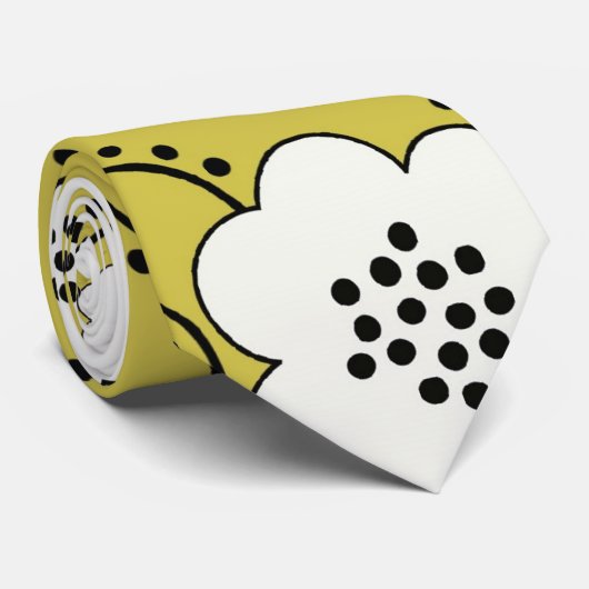 Boho groen wit shabby chique bloem damast stropdas (Opgerold)