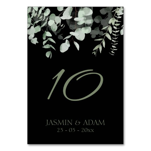 Boho groen zwart eucalyptus bruiloft kaart (Voorkant)