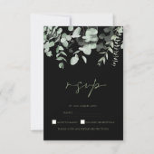 Boho groen zwart eucalyptus bruiloft RSVP (Voorkant)