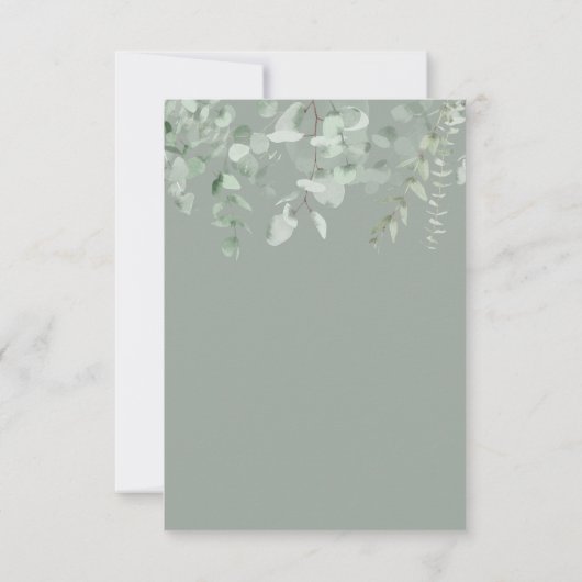 Boho groen zwart eucalyptus bruiloft RSVP (Achterkant)