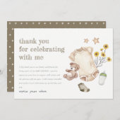 Boho Groene Babykleding Genderneutraal Baby shower Bedankkaart (Voorkant / Achterkant)