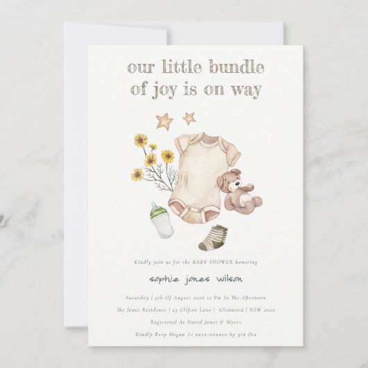 Boho Groene Babykleding Genderneutraal Baby shower Kaart (Voorkant)