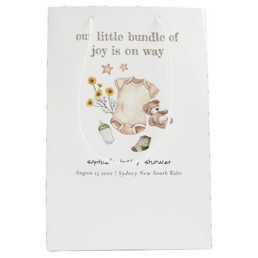 Boho Groene Babykleding Genderneutraal Baby shower Medium Cadeauzakje (Voorkant)