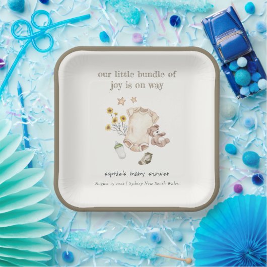 Boho Groene Babykleding Genderneutraal Baby shower Papieren Bordje (Feest)