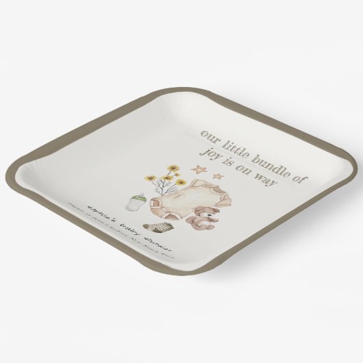 Boho Groene Babykleding Genderneutraal Baby shower Papieren Bordje (Gebogen)