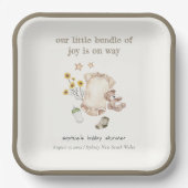 Boho Groene Babykleding Genderneutraal Baby shower Papieren Bordje (Voorkant)
