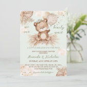 Boho Groene Beer Baby Shower Kaart (Staand voorkant)