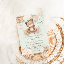 Boho Groene Beer Baby Shower Kaart