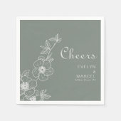 Boho groene bestemming bloemige trouwfeest Cheers  Servet (Voorkant)