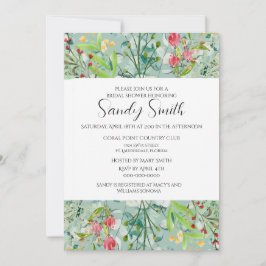 Boho Groene Bladeren en Wilde Bloemen Bruidsbruilo Kaart