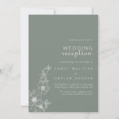 Boho groene bloemendestination trouwreceptie kaart (Voorkant)