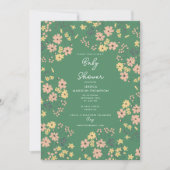Boho Groene Bloemengender-neutrale baby shower Kaart (Voorkant)