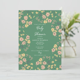 Boho Groene Bloemengender-neutrale baby shower Kaart