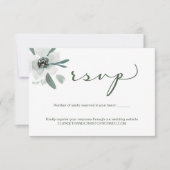 Boho groene bloemige waterverf trouwlocatie QR-cod RSVP Kaartje (Voorkant)