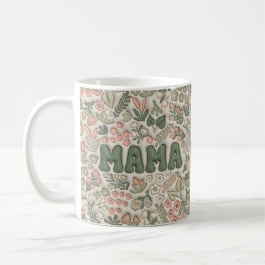 Boho groene bloemmotief Mama  Koffiemok (Links)