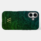 Boho groene bloemrijke gouden monogram naam Case-Mate iPhone case (Achterkant (horizontaal))